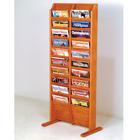 Wooden Mallet Cascade Free Standing 20 Pocket Magazine Rack - Black, Light Oak & Medium Oak MR20-FSBL